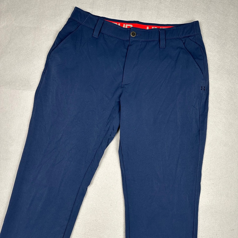 Under Armour Mens Golf Pants Navy Blue Loose Fit Performance Trousers Size 34x34